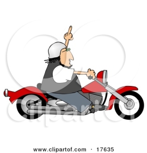 17635-Angry-Caucasian-Biker-Man-Riding-A-Red-Motorcycle-And-Flipping-Someone-Off-Who-Doesnt-Know-How-To-Drive-Clipart-Illustration